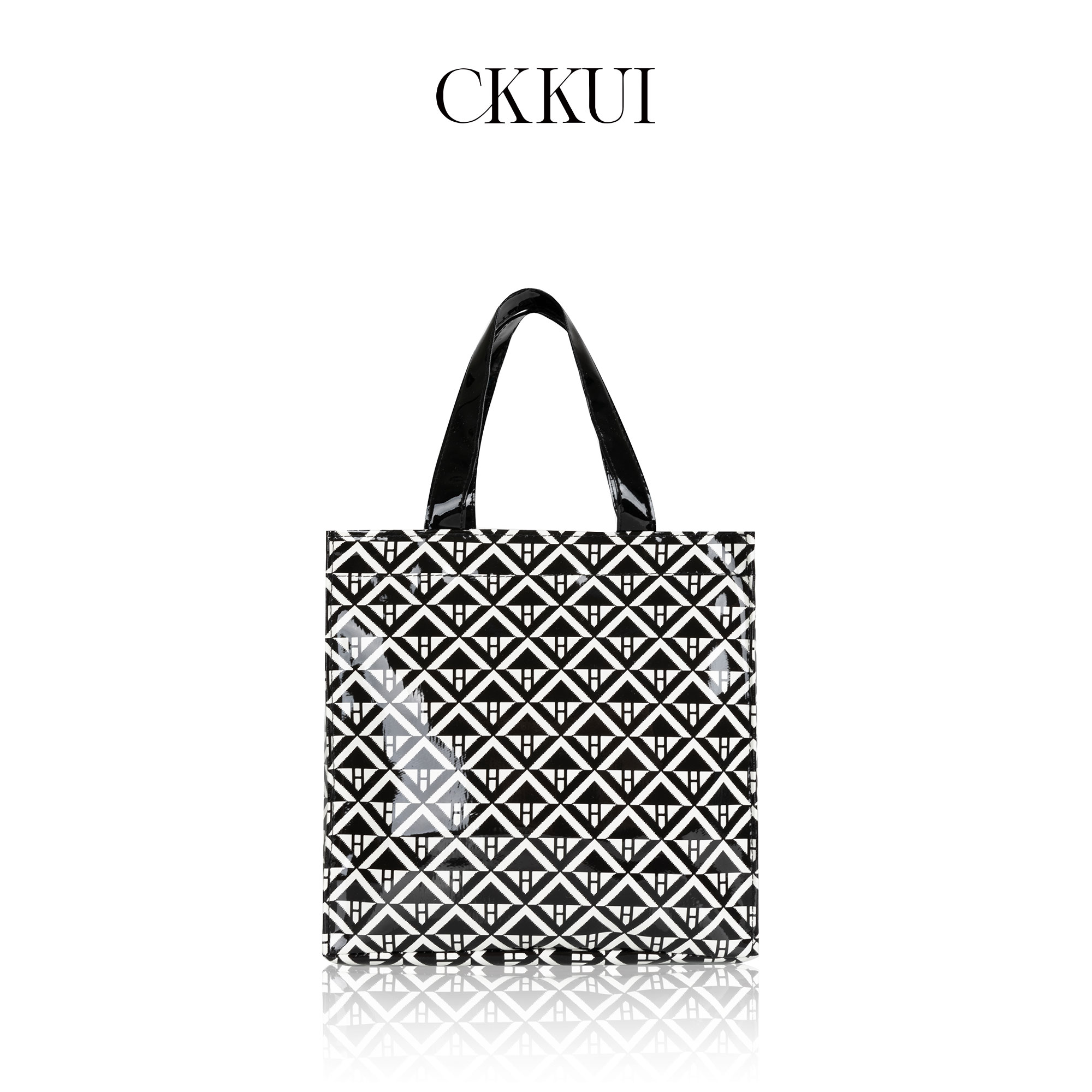 极简几何菱格PVC欧美购物袋