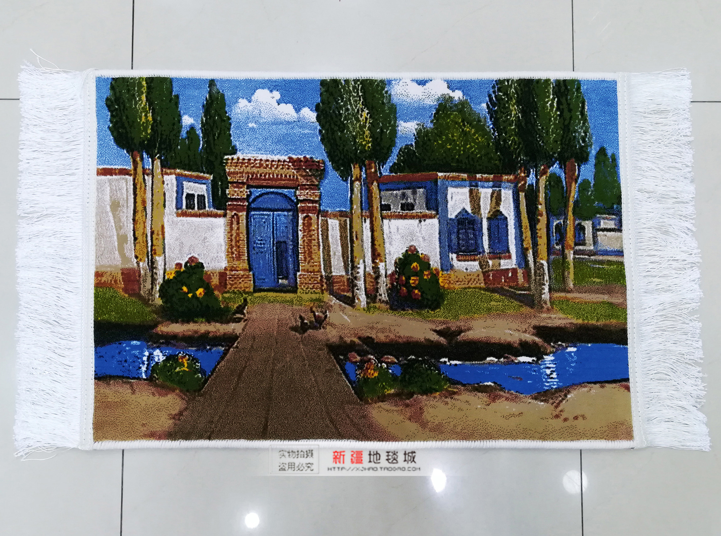 北欧新疆喀什古城挂毯装饰画小屋客厅卧室壁毯壁挂壁画田园背景布