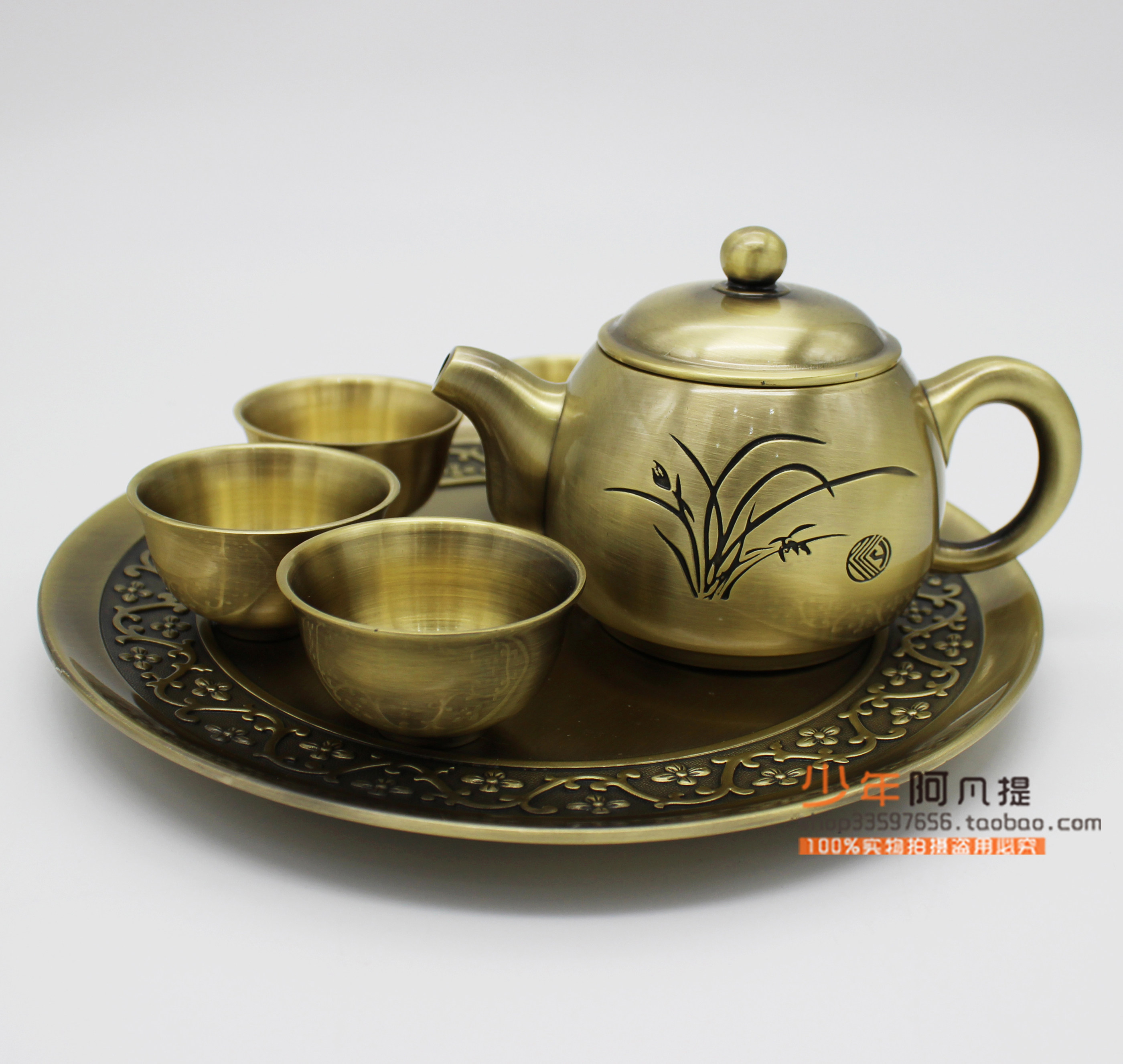新款迷你功夫茶具套装铜茶壶礼品精致做工实用防漏创意喝茶小铜壶
