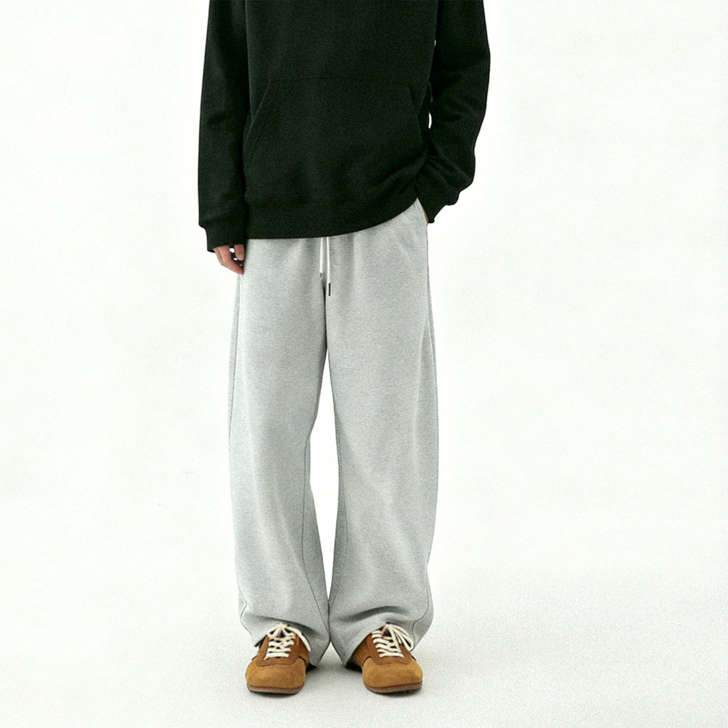 简约运动风针织宽松直筒休闲裤