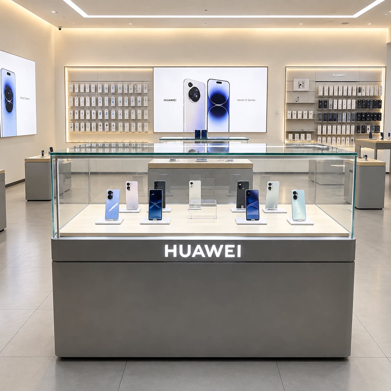新款手机展示柜台华为玻璃柜展厅工厂收银台体验桌台席5G陈列智能