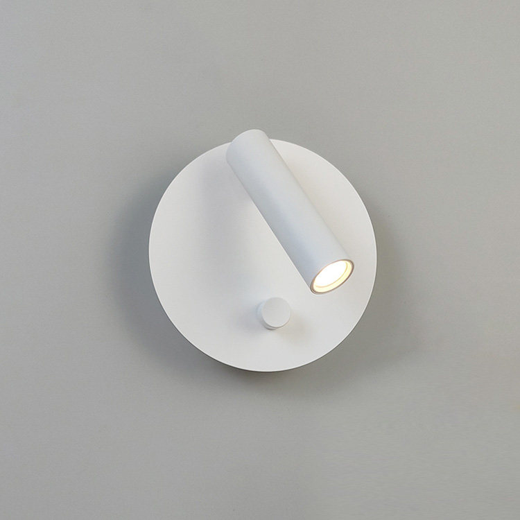 现代简约 圆形背景墙装饰带开关壁灯 酒店客厅书房卧室床头阅读灯