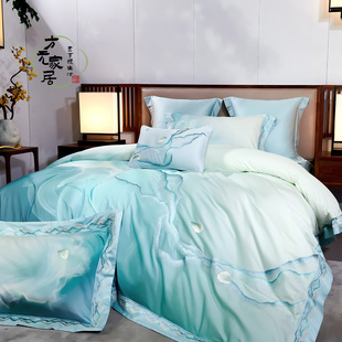 方元家纺婚嫁全棉贡缎四件套原创丝滑绣花高端送礼家用涵若逍遥xy