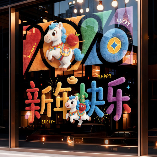 2026新款马年玻璃贴窗花贴