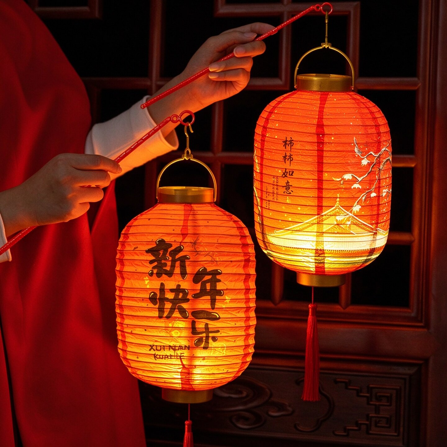 2027元旦节灯笼儿童手提古风花灯装饰挂件幼儿园手工diy灯笼挂饰
