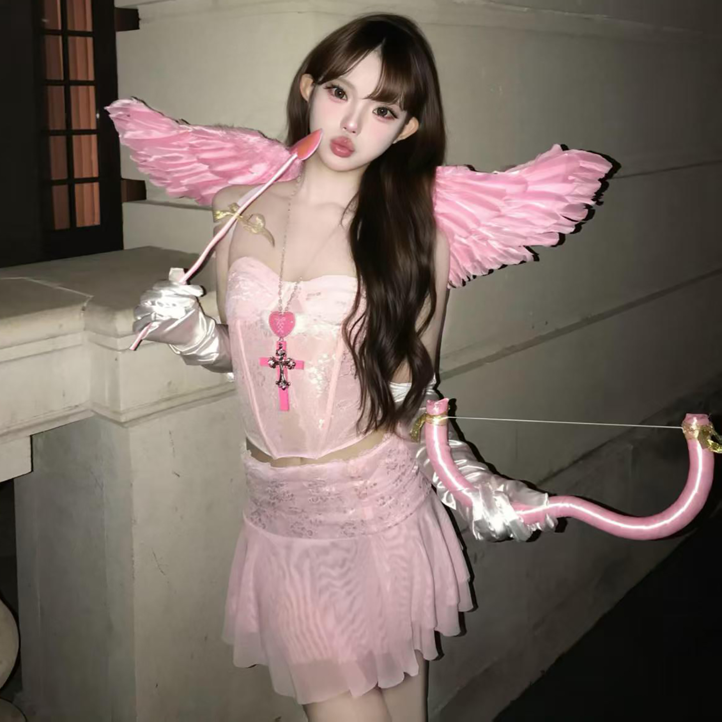 爱神丘比特之箭万圣节服装成人粉色翅膀道具cos小天使恶魔套装