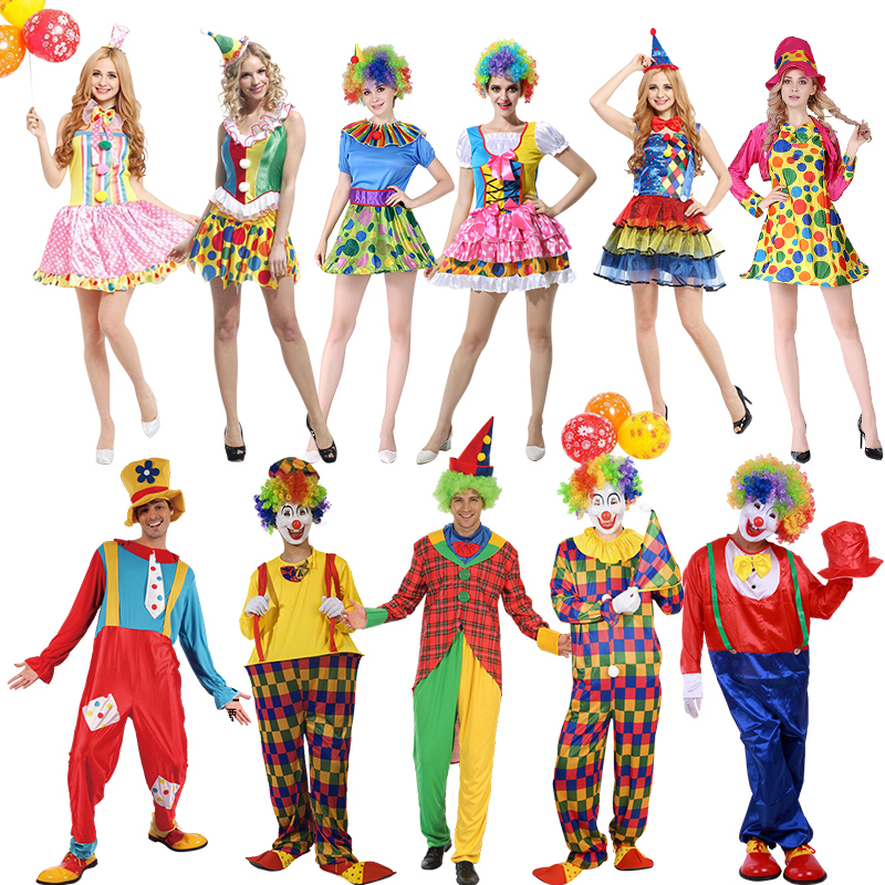 万圣节化装舞会服饰魔术演出服道具男小丑装扮套装成人女服装衣服-封面