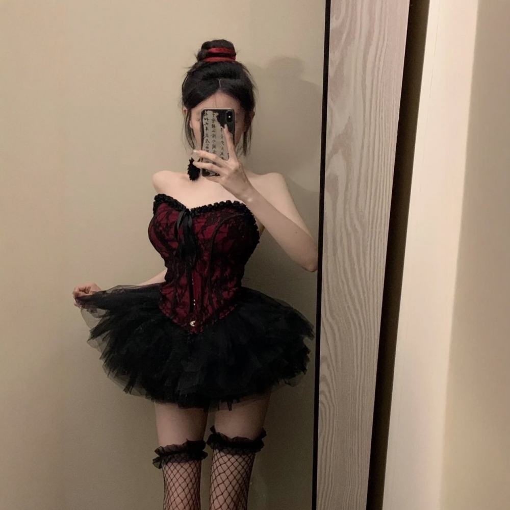 万圣节服装小恶魔cosplay女生音乐节蓬蓬裙性感天使抹胸套装束腰