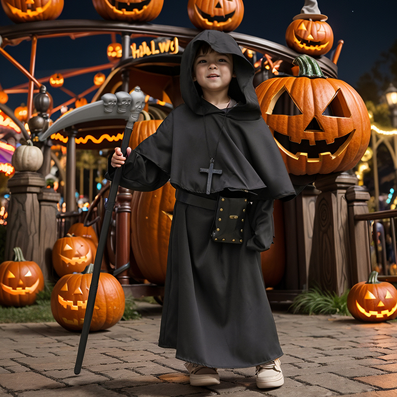 万圣节儿童服装死神衣服男童