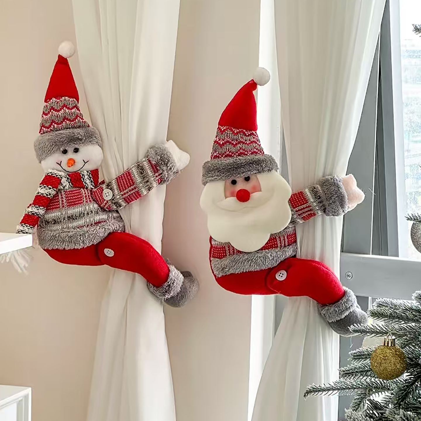 圣诞节装饰品圣诞老人雪人窗帘扣绑带挂件氛围感场景布置家用挂饰