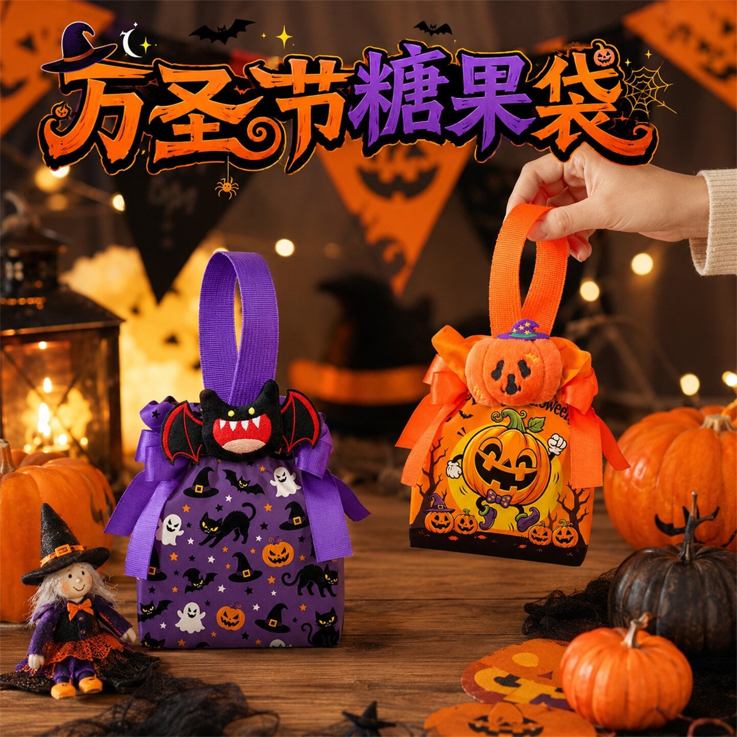 万圣节糖果袋装饰讨糖南瓜袋道具手提小礼品袋子创意礼物伴手礼