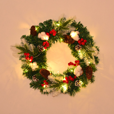 圣诞花环藤圈门挂圣诞节装饰橱窗藤条场景布置雪人道具松果