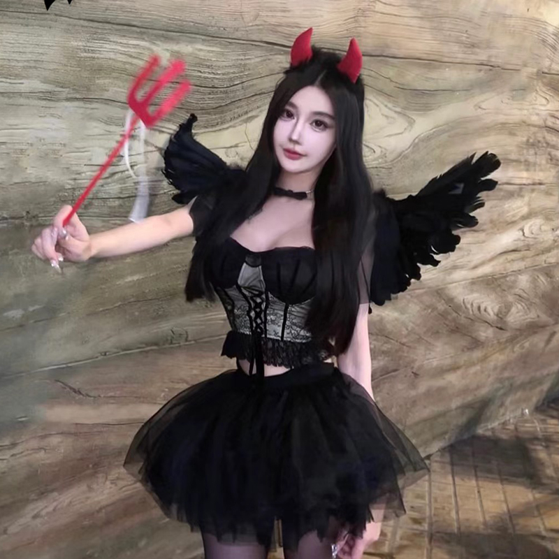 万圣节天使大翅膀背饰道具白色