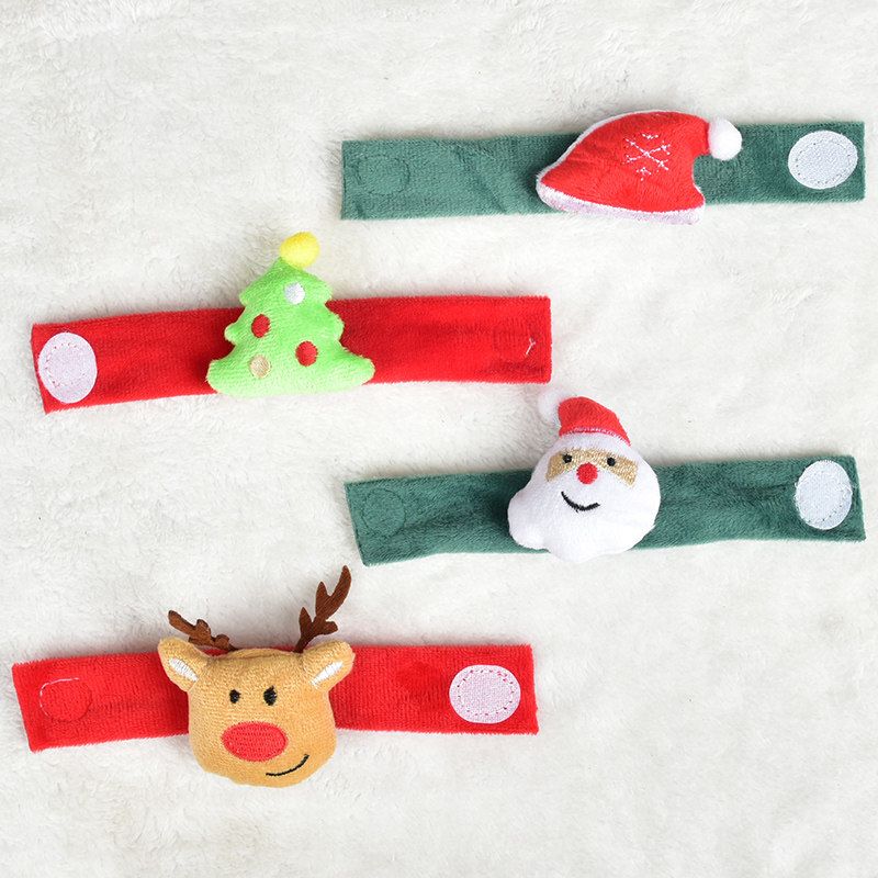 圣诞节布艺手环儿童成人圣诞派对小礼品拍拍圈圣诞老人雪人手带