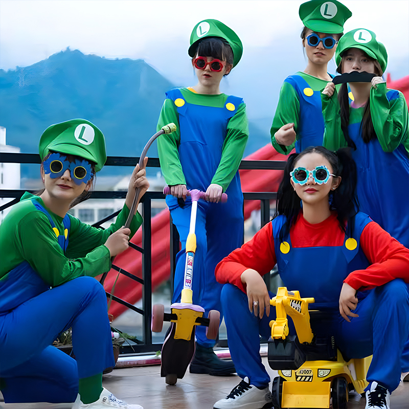 成人儿童马里奥衣服买就送手套