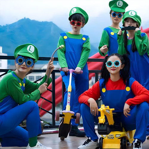 成人儿童马里奥衣服买就送手套