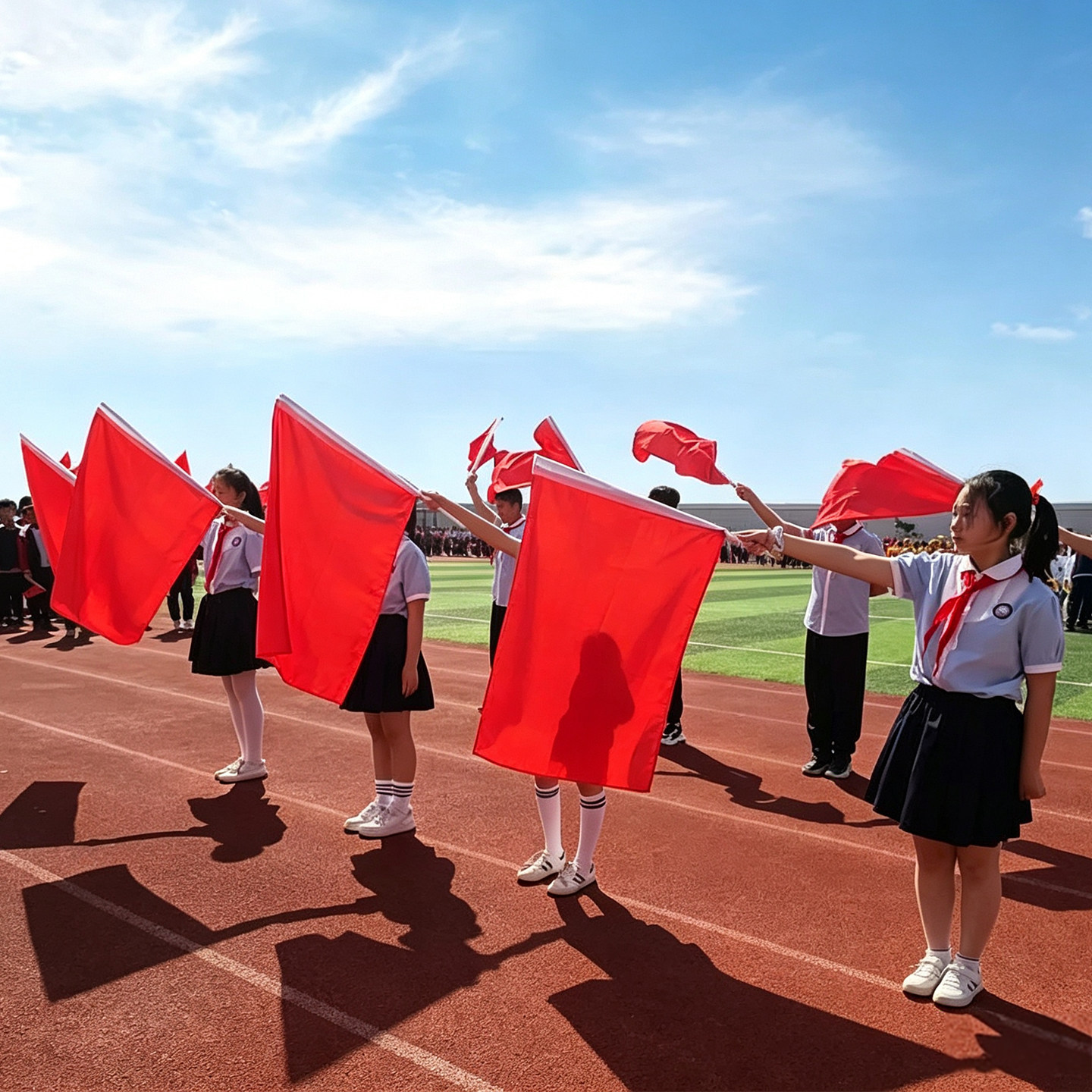 国旗五星红旗手持红黄双面旗小红旗户外手摇旗国庆节旗帜标准尺寸小旗子装饰班旗中国防水防晒带杆表演运动会