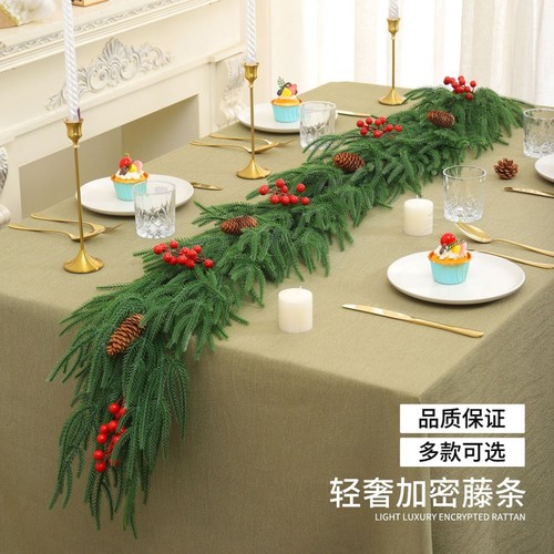 圣诞节装饰品仿真藤条桌面摆件门挂店铺餐桌挂件挂饰场景氛围布置