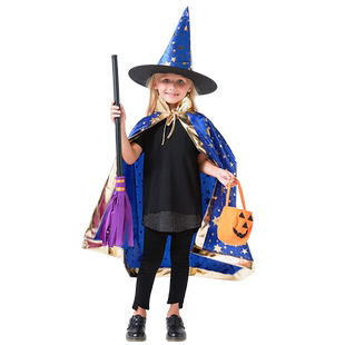 万圣节儿童服装男童衣服女童装扮披风斗篷cos服女巫幼儿园表演区