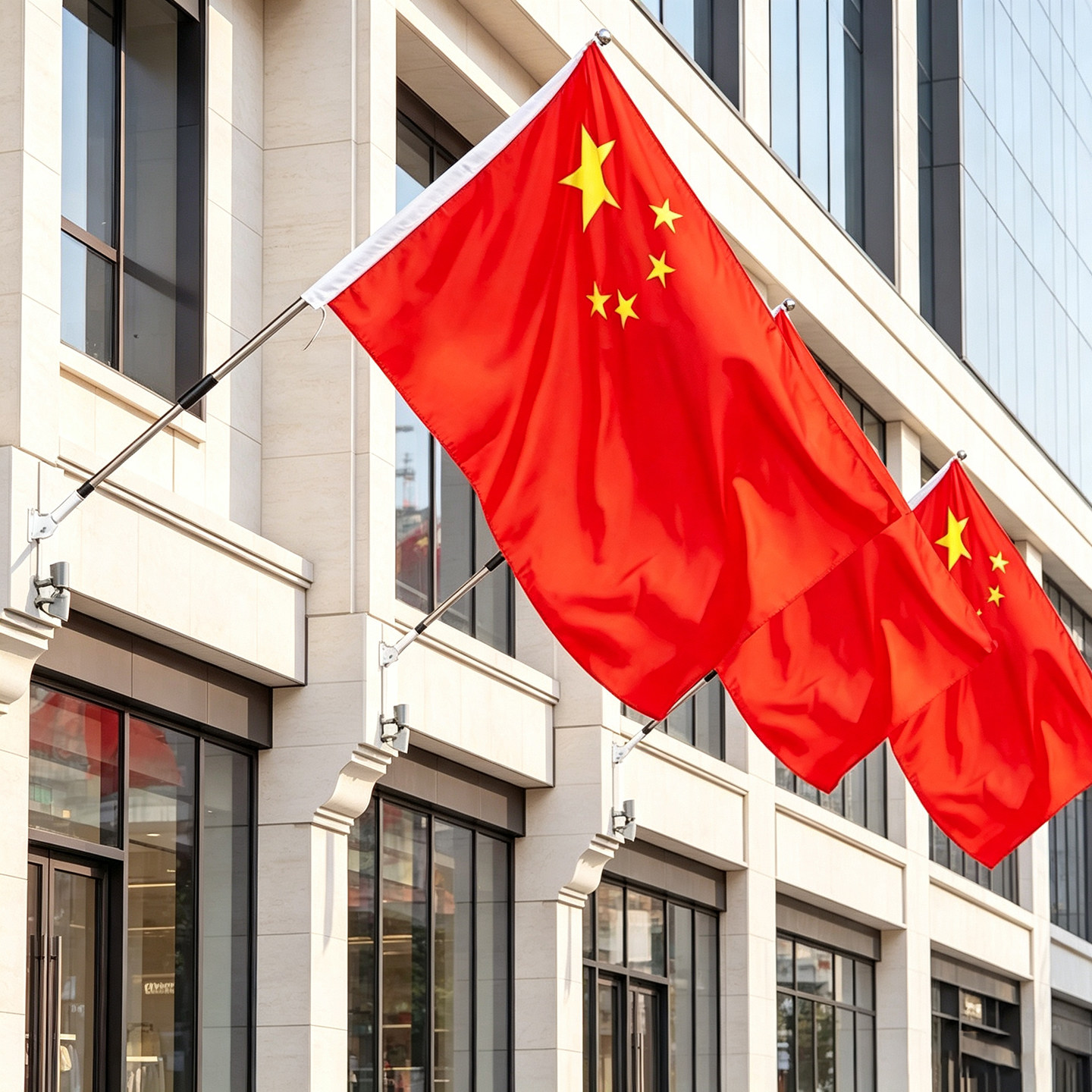国旗五星红旗户外斜插式固定杆店铺门口悬挂国庆节中国旗帜标准尺寸装饰4号5号6号挂墙防水防晒底座带旗杆图片