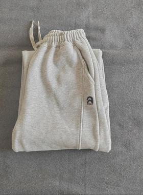 儿童裤子2024女童冬新品880128侧边刺绣字母款一体绒直筒卫裤