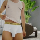 防走位透气显大囊袋平角裤 跨境男士 巨根U型袋鼠囊袋内裤 贴身四角