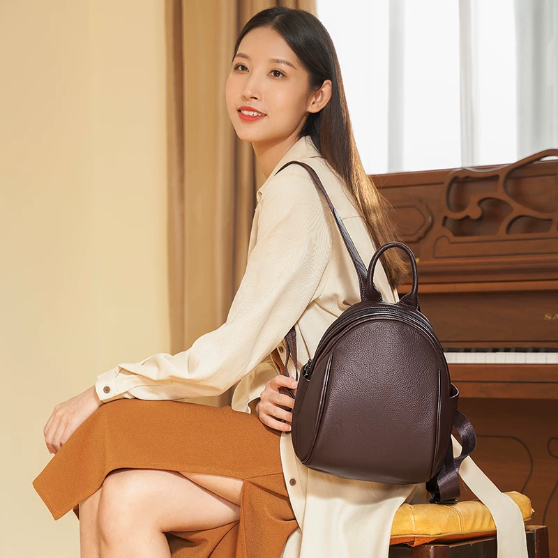 Backpack, shoulder bag, universal capacious small bag, 2022 collection, genuine leather