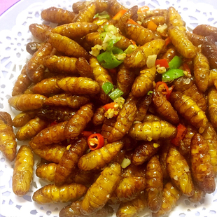 蚕蛹350克山东淄博特产蝉蛹五香油炸香酥脆蚕蛹酒店下酒菜半成品