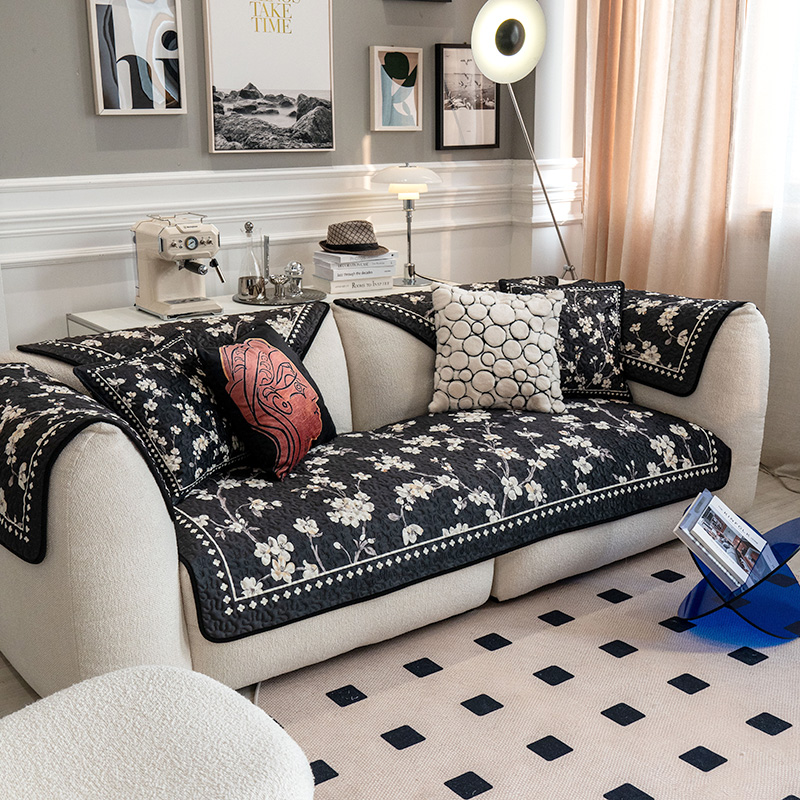 耐脏深色田园风花卉沙发垫美式乡村沙发坐垫四季通用加厚防滑坐垫