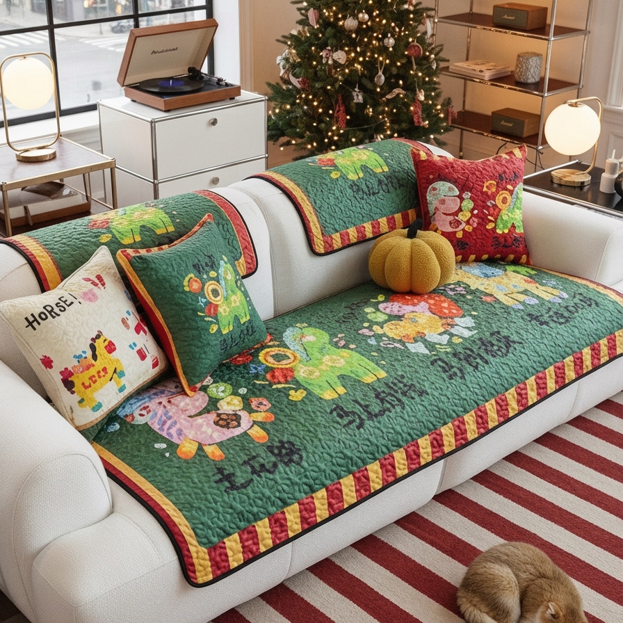 国潮时尚设计沙发垫卡通风马年高级感沙发坐垫防滑沙发套罩盖巾垫,居家布艺,沙发垫,淘宝优惠券,粉丝福利购,淘宝优惠卷
