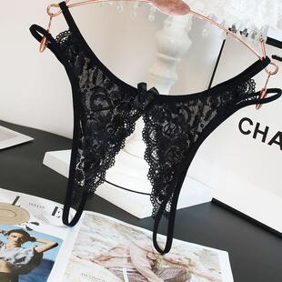 入 女性感蕾丝大码 女生免穿脱可方便内裤 开档插低腰透明火辣丁字裤