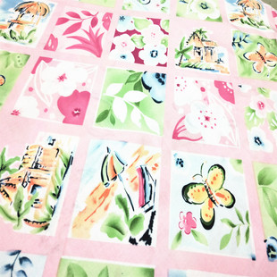 出口外贸平纹布 田园花拼布手工包包布艺 DIY家纺面料全棉布粉色