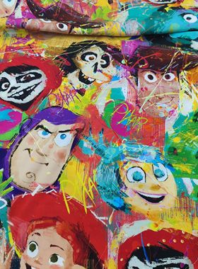 一米价出口欧美外贸棉绸布料彩色印花儿童宝宝服装面料