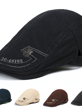 帽子男春夏季鸭舌帽休闲时尚英伦贝雷帽夏天防晒出游前进帽画家帽