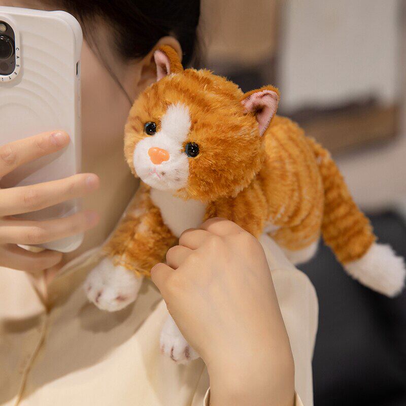 可爱趴姿条纹猫咪抱抱宝贝猫咪毛绒玩具仿真小猫公仔玩偶抱枕儿童