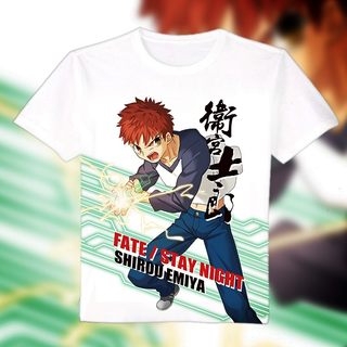 fate/stay night 命运之夜 卫宫士郎 远坂凛  动漫T恤 长短袖白T