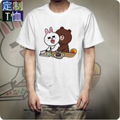 短袖 2020新款 网红小熊小兔男女情侣装 潮牌体恤学生上衣夏T恤女