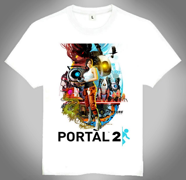 Portal2T-shirt传送门2T恤欧美潮流T恤白色短袖游戏T恤 男装 T恤 原图主图