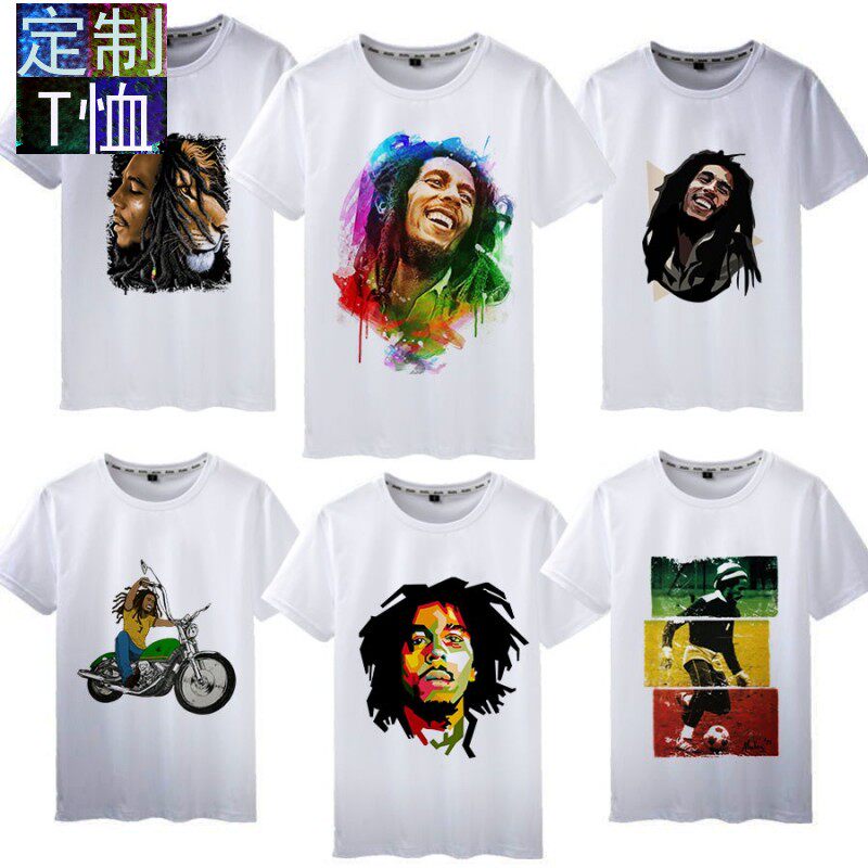 bobmarley鲍勃马利摇滚雷鬼教父/欧美潮牌男装印花短袖t恤上衣