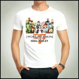 T恤 Online 新款 白色 游戏动漫 刀剑神域 shirt Art Sword