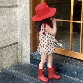 女宝宝夏日时髦短裤 儿童波点背心灯笼裤 两件套潮 夏款 女童洋气套装