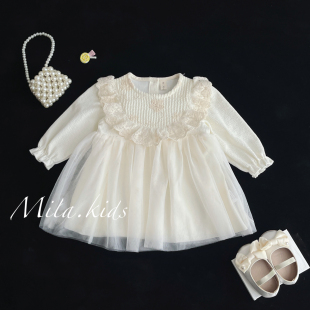 女宝宝甜美公主裙春装 小月龄蕾丝连衣裙婴儿百天周岁生日礼服裙子