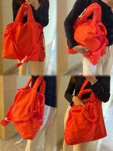 上新 松弛感单肩包手提包斜挎包 日单潮牌sh.x尼龙布肩带抽绳款