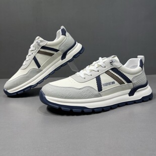 头层牛皮男士阿甘鞋男款潮鞋2026春款男士复古潮流厚底运动休闲鞋