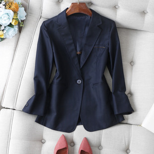 外套女春 一粒扣精纺薄羊毛西装 干练知性 通勤OL细人字纹提花修身