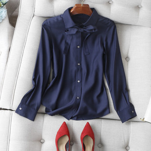 四季优雅通勤~高质可脱卸系带翻领单排扣含羊毛人棉长袖衬衫女
