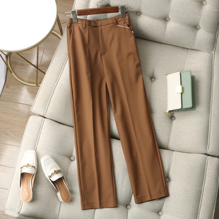 王炸裤型 赞爆！笔直显瘦 弹力莫代尔咖色锥形烟管裤通勤休闲裤女