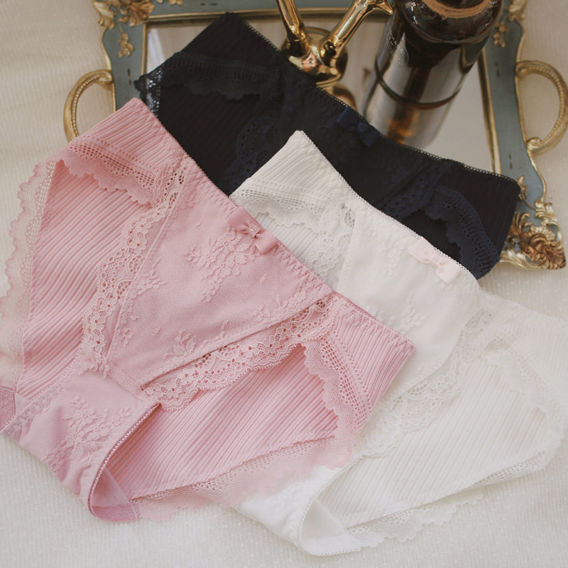 清新螺纹棉红色本命年纯色蕾丝边中低腰棉款少女性感女士三角内裤,女士内衣/男士内衣/家居服,女三角裤,淘宝优惠券,粉丝福利购,淘宝优惠卷