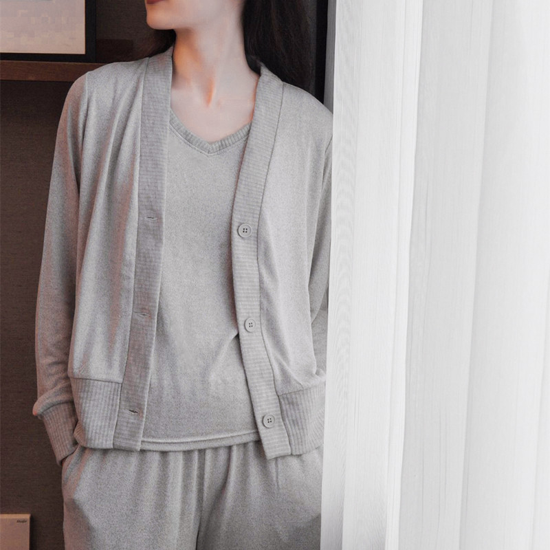 女士人棉三件套舒适家居服套装