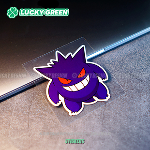 lucky良运车贴 创意神奇宝贝皮卡丘防水反光贴纸 耿鬼小精灵趴窗